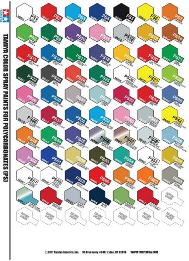 Tamiya Acrylic Color Chart
