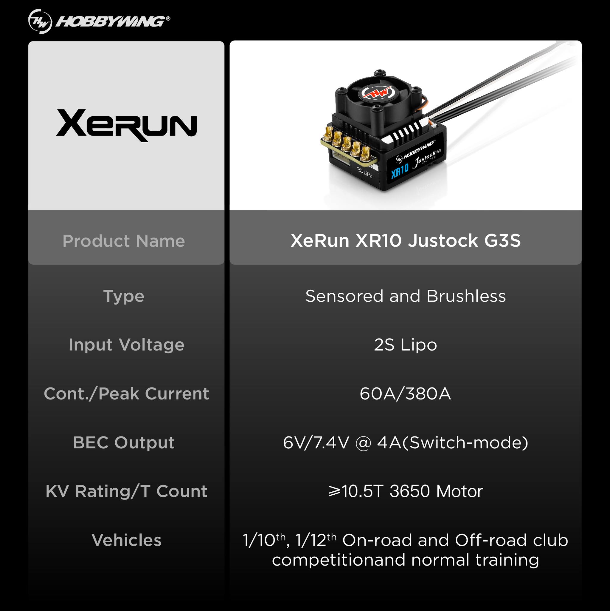 Hobbywing XeRun XR10 Justock G3S Speed Control